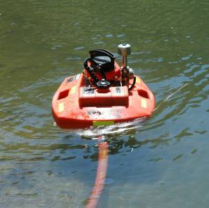 A floating pump in operation