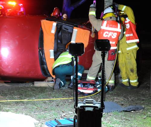 Portable lighting in operation at a Road Crash