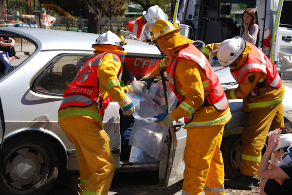 Mock crash exercise, Birdwood - September 2008