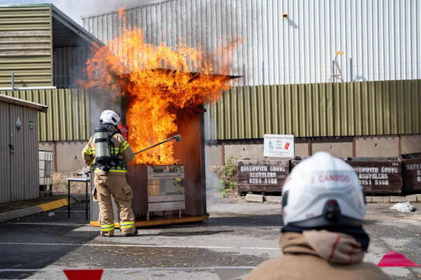 Hot oil fire vs water demo, One Tree Hill Open day