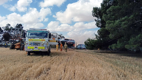 Hay truck fire, Reeves Plains