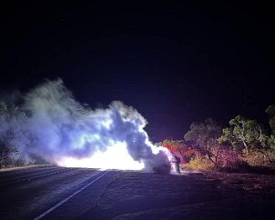 Car fire, Humbug Scrub from One Tree Hill CFS