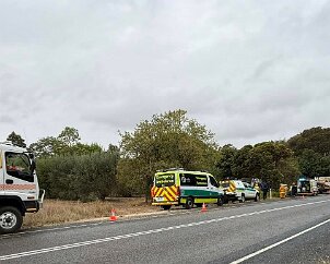 Truck rollover, Langhorne Creek from Langhorne Creek CFS