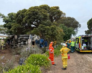 Truck rollover, Langhorne Creek from Langhorne Creek CFS