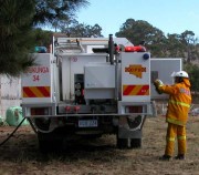 A firefighter at Brukunga