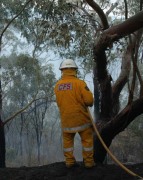 A firefighter at Cleland burn off